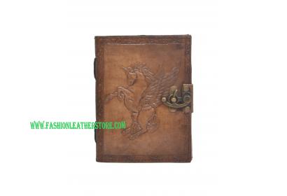 Handmade Vintage New Antique Design Unicorn Embossed Leather Journal Notebook Charcoal Color Journals 7x5 Inches Notebook